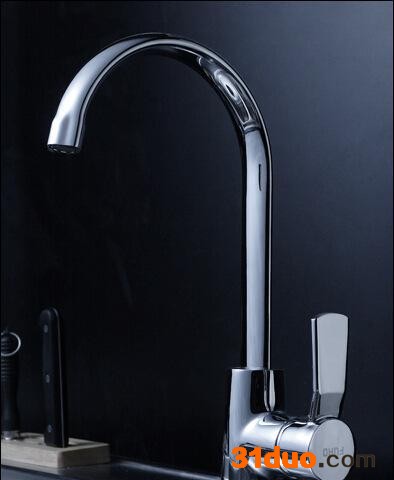 全铜冷热水菜盆龙头　单孔厨房混水龙头 厨房旋转水槽龙头