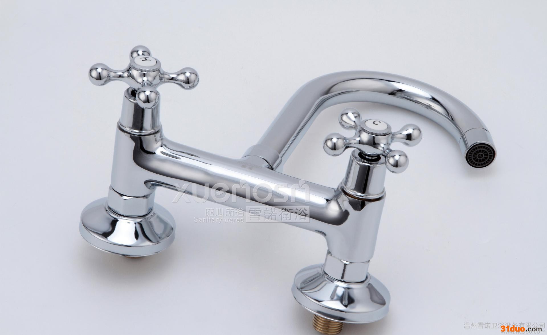 雪诺  全铜冷热双联式  厨房龙头 暗装入墙水龙头  双手轮龙头