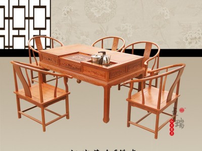 卓瑞红木家具新中式古典家具泡茶桌花梨木家具ZR-68汉宫茶台6件套福瑞红