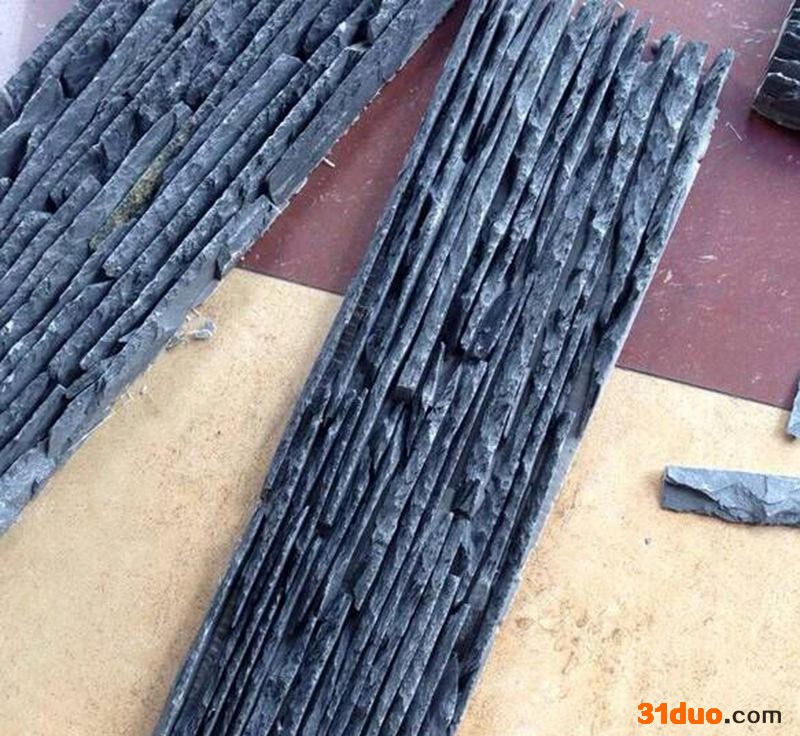 黑色流水石 直销园林天然板岩家装建材背景墙石料