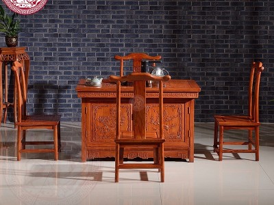 东阳红木家具大玲珑茶桌子非洲花梨木小茶桌茶台功夫小茶几全实木