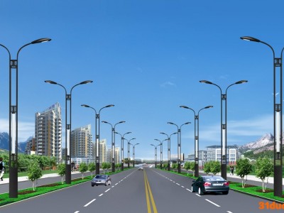 路灯生产/双杆路灯//直销/高低臂灯杆/定制