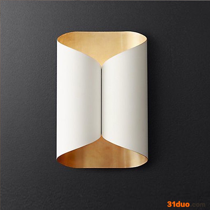 后现代港式风格壁灯书房装饰灯具白色卷片灯饰定制主卧客厅大厅灯 书卷壁灯 欢迎咨询 白色壁灯