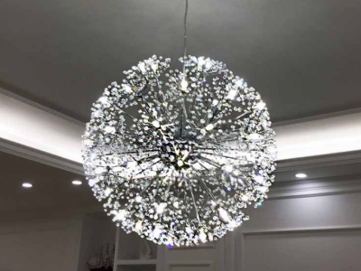 北欧后现代简约铁艺吊灯 创意圆形led水晶灯 客厅灯具灯饰