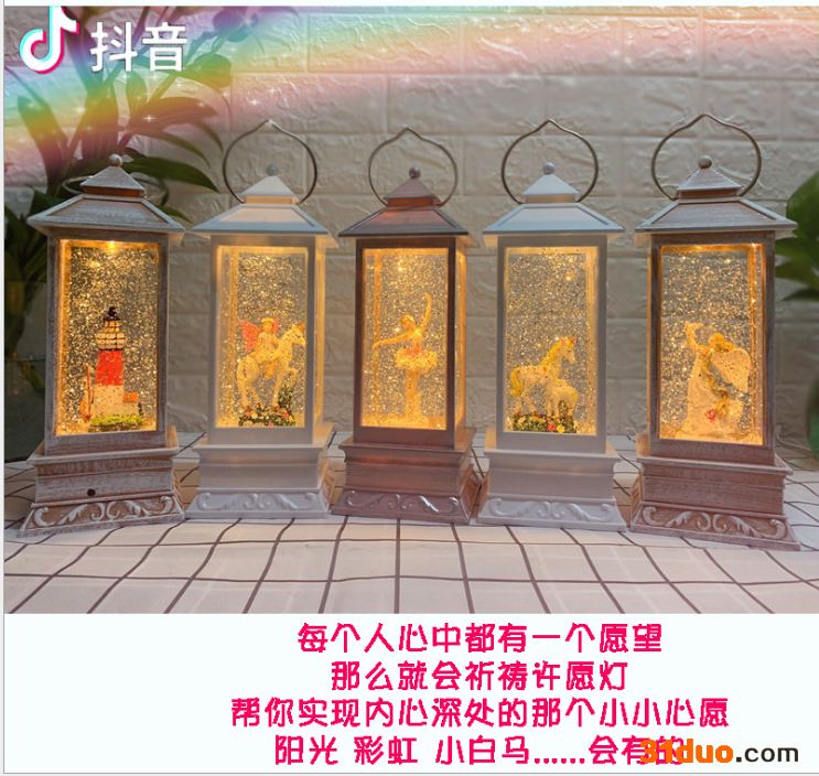 抖音同款雪花水晶风灯 创意桌面装饰小夜灯 插电式led台灯