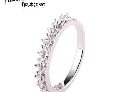 伊泰莲娜电镀锆石铜戒指 s925纯银戒指防过敏时尚百搭跨境首饰来图定制