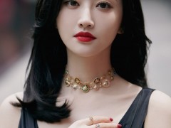 景甜黑色吊带裙气质慵懒 蛮腰纤细臀部线条迷人