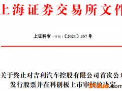 吉利汽车终止科创板IPO