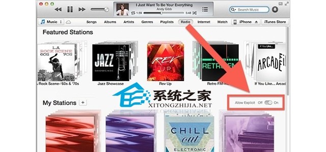 MAC中将iTunes Radio的歌词自动过滤功能取消的方法