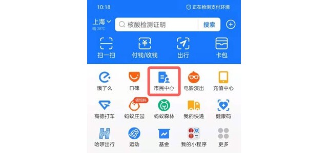 支付宝怎么查核酸检测报告