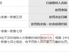 上海某商业公司消防违法遭罚 不及时消除火灾隐患