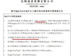 弘阳地产上半年营收同比增34.7% 毛利率同比下降4.23个百分点